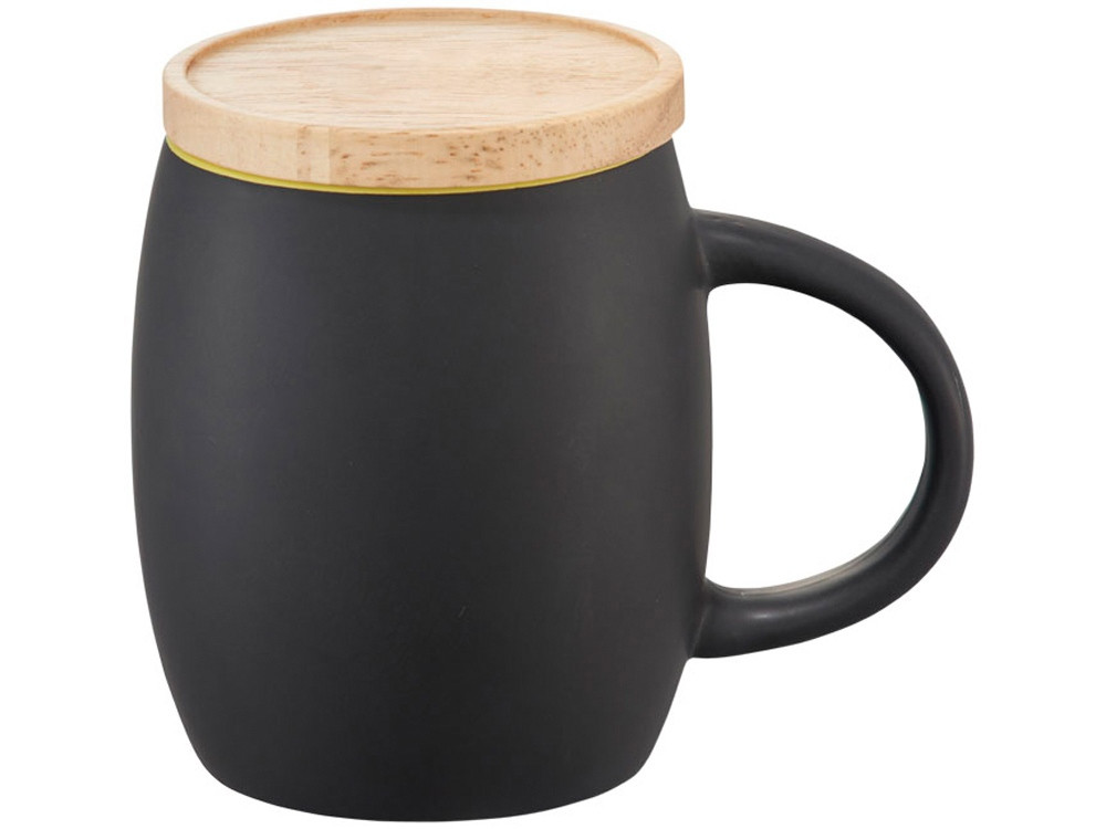 Керамическая чашка Hearth с деревянной крышкой-костером, черный/лайм (артикул 10046603) - фото 2 - id-p65813074