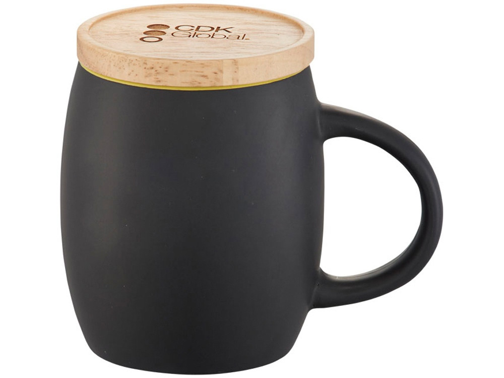 Керамическая чашка Hearth с деревянной крышкой-костером, черный/лайм (артикул 10046603) - фото 5 - id-p65813074