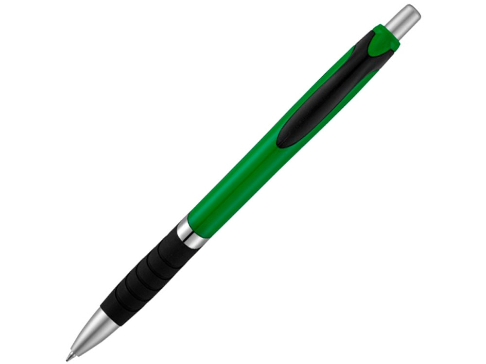 Однотонная шариковая ручка Turbo с резиновой накладкой, зеленый (артикул 10771314)