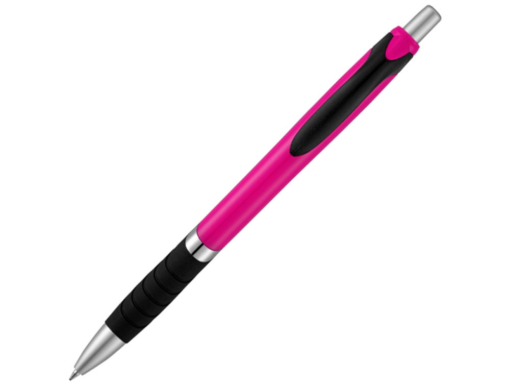 Однотонная шариковая ручка Turbo с резиновой накладкой, фуксия (артикул 10771323) - фото 1 - id-p88582054