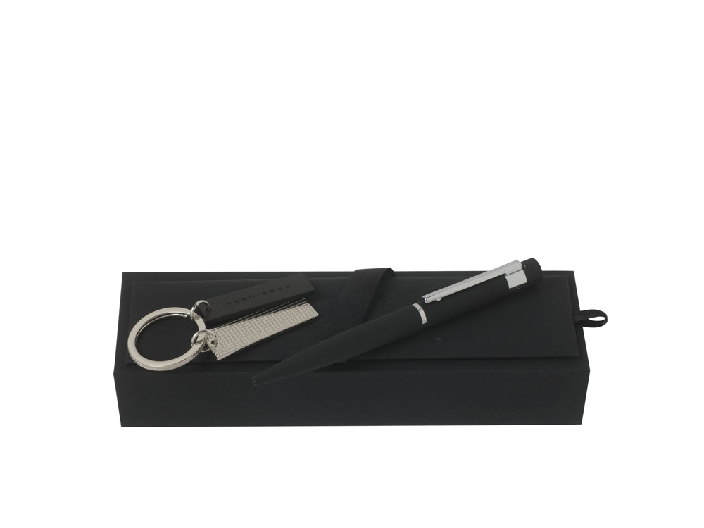Подарочный набор: ручка шариковая, брелок. Hugo Boss, черный/серебристый (артикул HPBK590) - фото 1 - id-p65812047