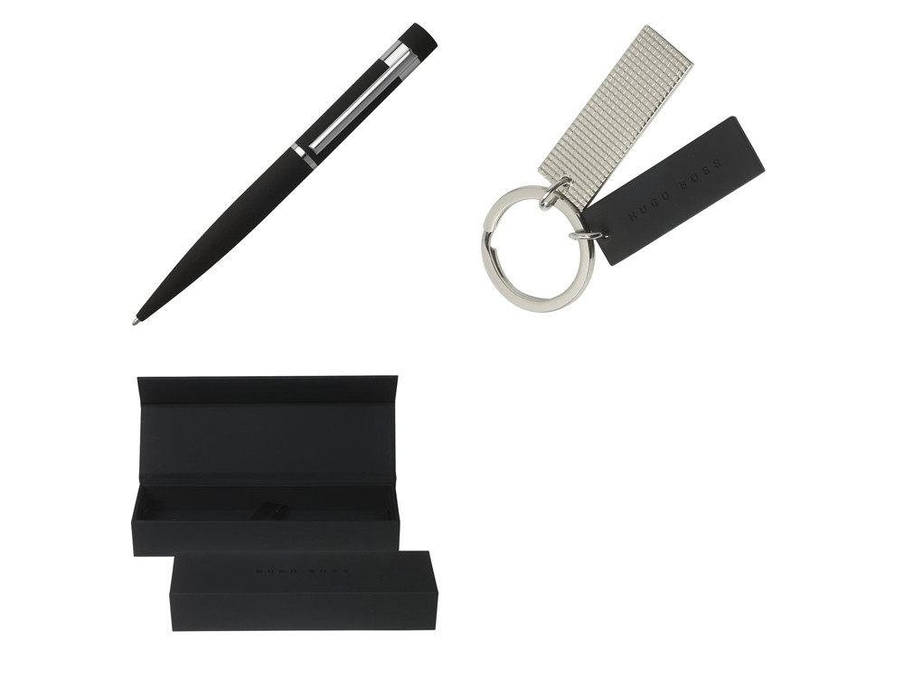 Подарочный набор: ручка шариковая, брелок. Hugo Boss, черный/серебристый (артикул HPBK590) - фото 2 - id-p65812047