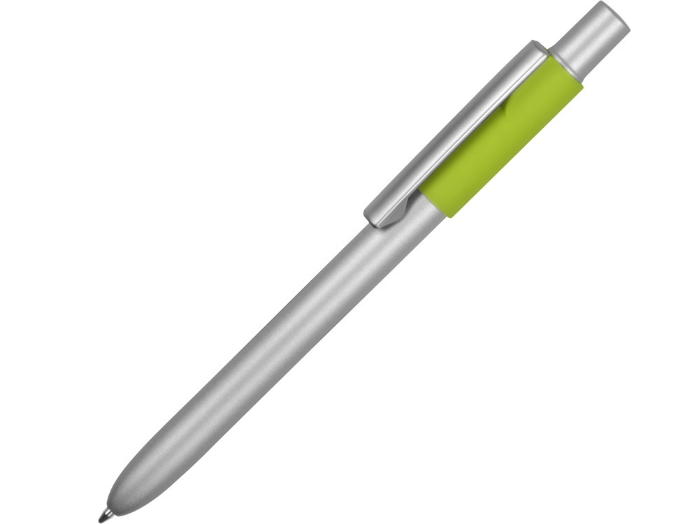 Ручка металлическая шариковая Bobble с силиконовой вставкой, серый/зеленое яблоко (артикул 11563.19) - фото 1 - id-p65816579