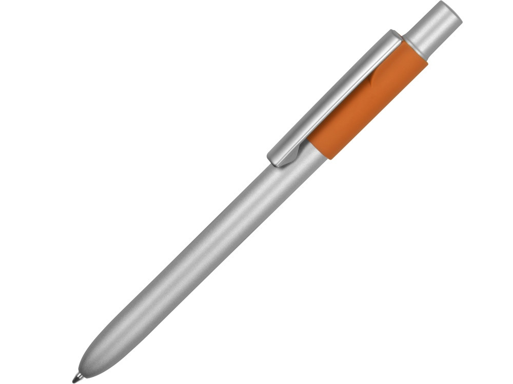 Ручка металлическая шариковая Bobble с силиконовой вставкой, серый/оранжевый (артикул 11563.13) - фото 1 - id-p65816581