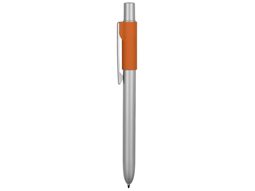 Ручка металлическая шариковая Bobble с силиконовой вставкой, серый/оранжевый (артикул 11563.13) - фото 3 - id-p65816581