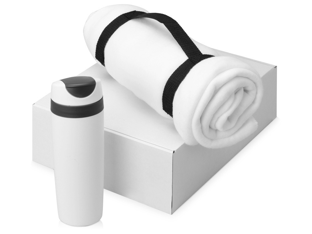 Подарочный набор Cozy с пледом и термокружкой, белый (артикул 700360.01)