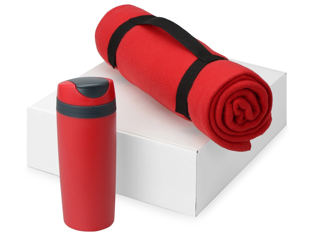 Подарочный набор Cozy с пледом и термокружкой, красный (артикул 700360.04)