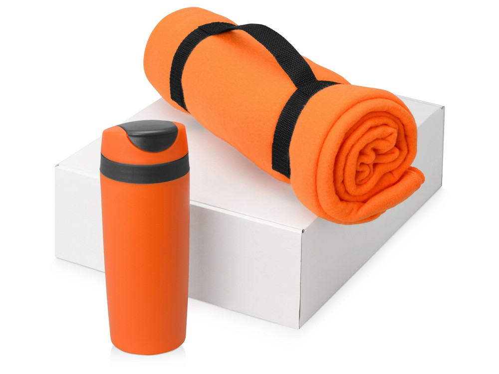 Подарочный набор Cozy с пледом и термокружкой, оранжевый (артикул 700360.05)