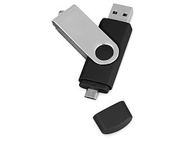 USB/micro USB-флешка 2.0 на 16 Гб Квебек OTG, черный (артикул 6201.07.16)