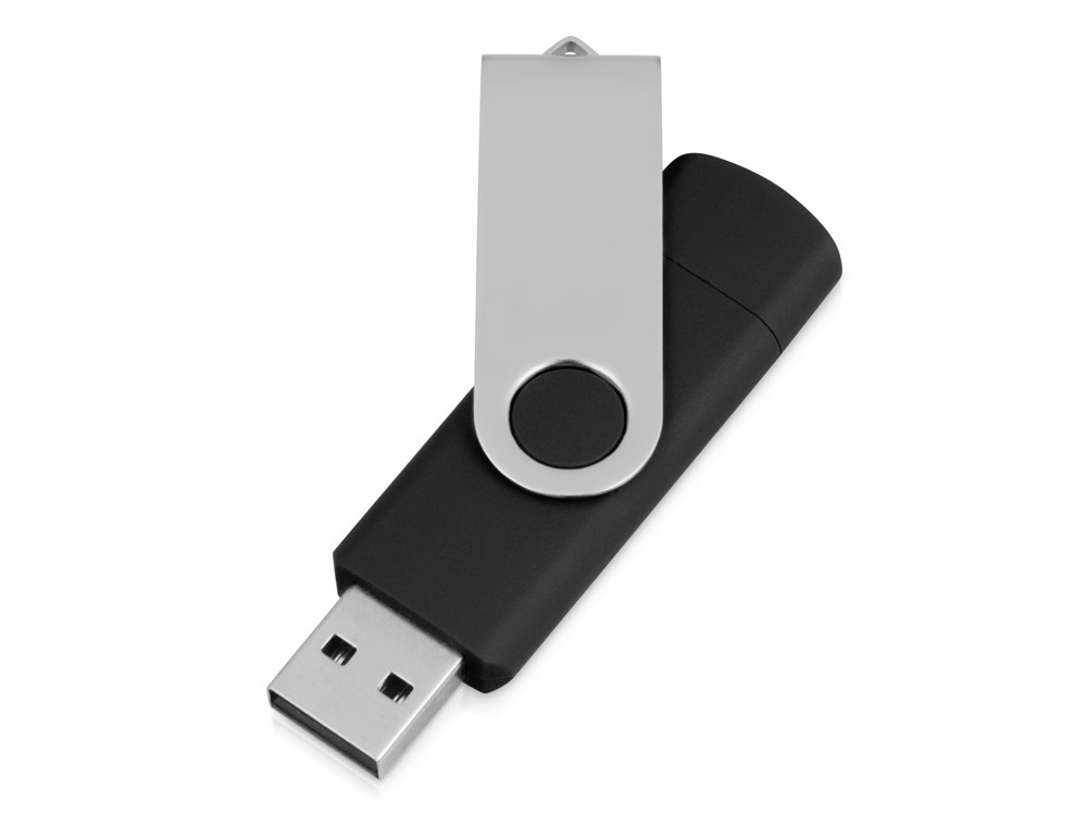 USB/micro USB-флешка 2.0 на 16 Гб Квебек OTG, черный (артикул 6201.07.16) - фото 2 - id-p65814336