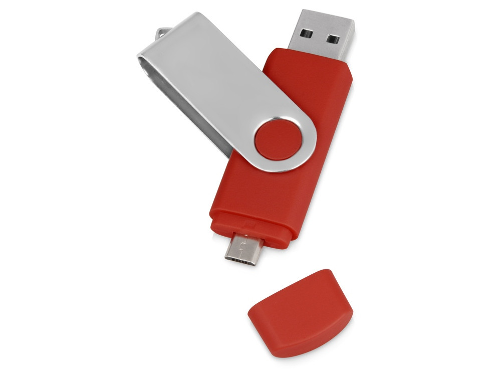 USB/micro USB-флешка 2.0 на 16 Гб Квебек OTG, красный (артикул 6201.01.16) - фото 1 - id-p65814337