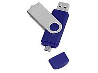 USB/micro USB-флешка 2.0 на 16 Гб Квебек OTG, синий (артикул 6201.02.16)