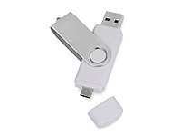 USB/micro USB-флешка 2.0 на 16 Гб Квебек OTG, белый (артикул 6201.06.16)