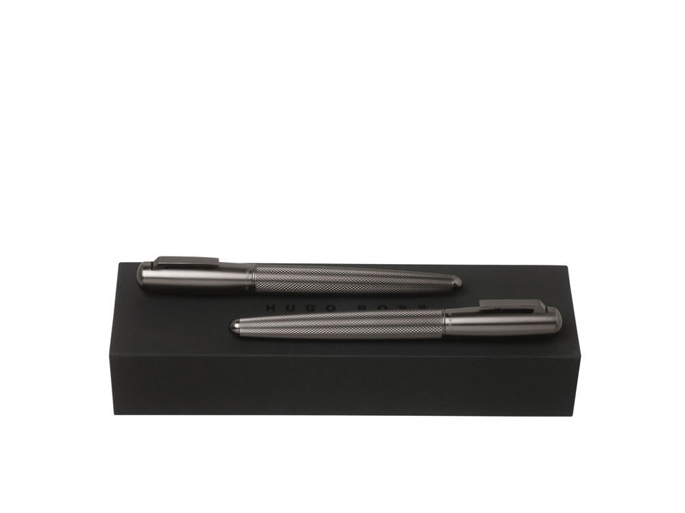 Подарочный набор: ручка перьевая, ручка-роллер. Hugo Boss, графит (артикул HPPR603)