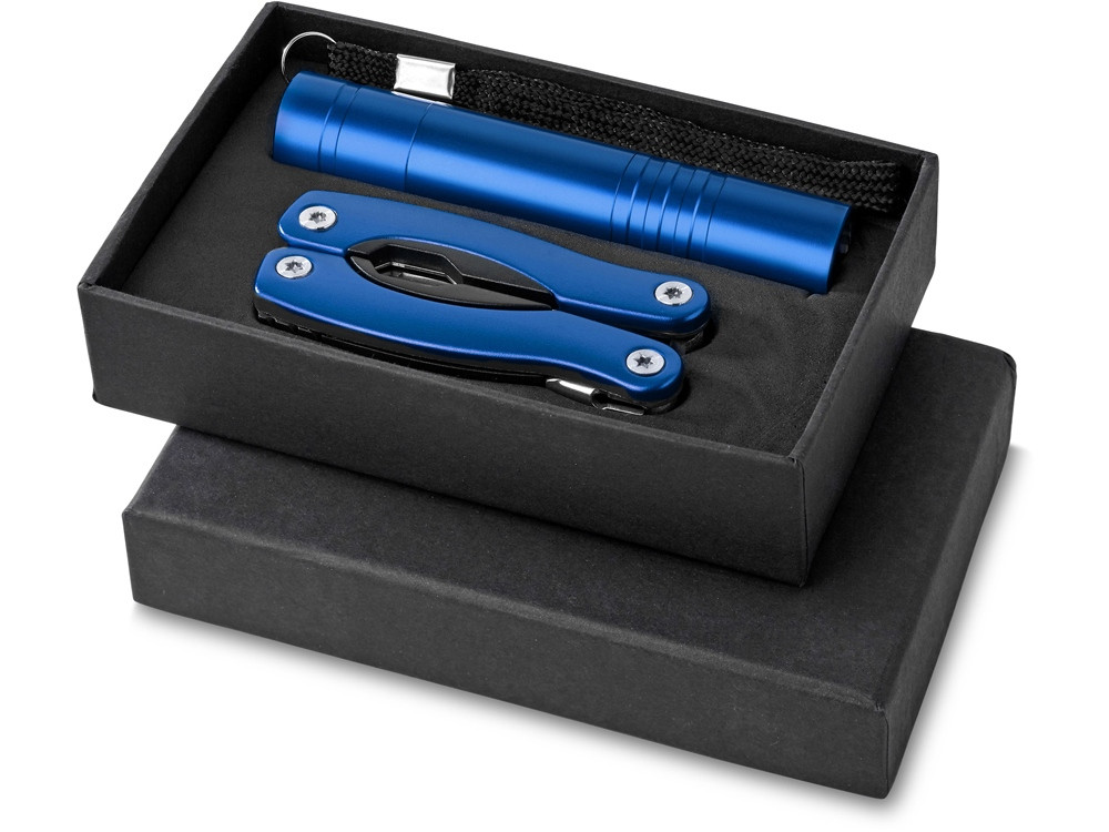 Подарочный набор Scout с многофункциональным ножом и фонариком, синий (артикул 10449401)