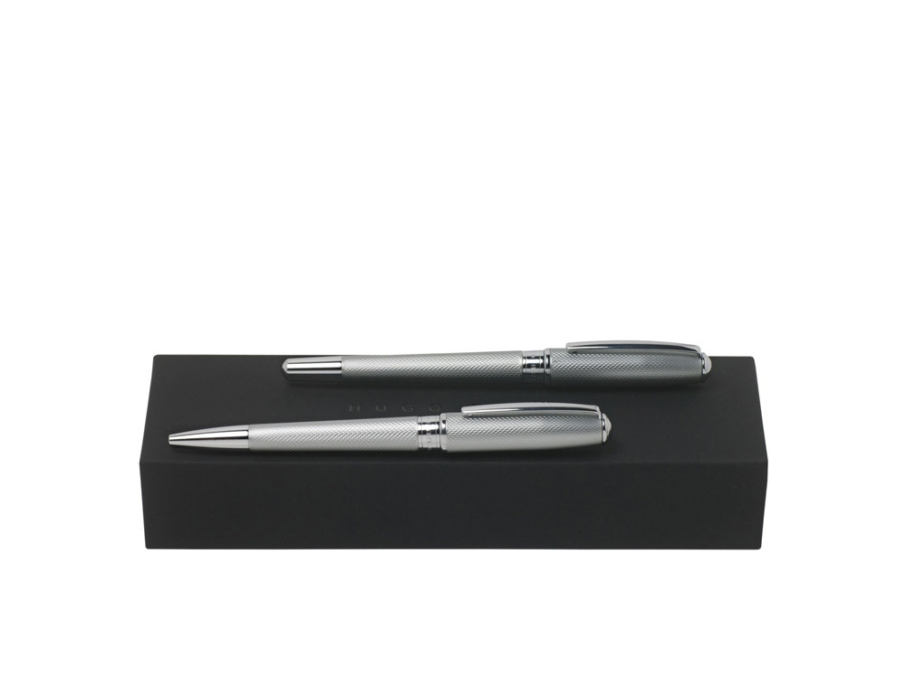 Подарочный набор: ручка перьевая, ручка шариковая. Hugo Boss, серебристый (артикул HPBP744B) - фото 1 - id-p65812173