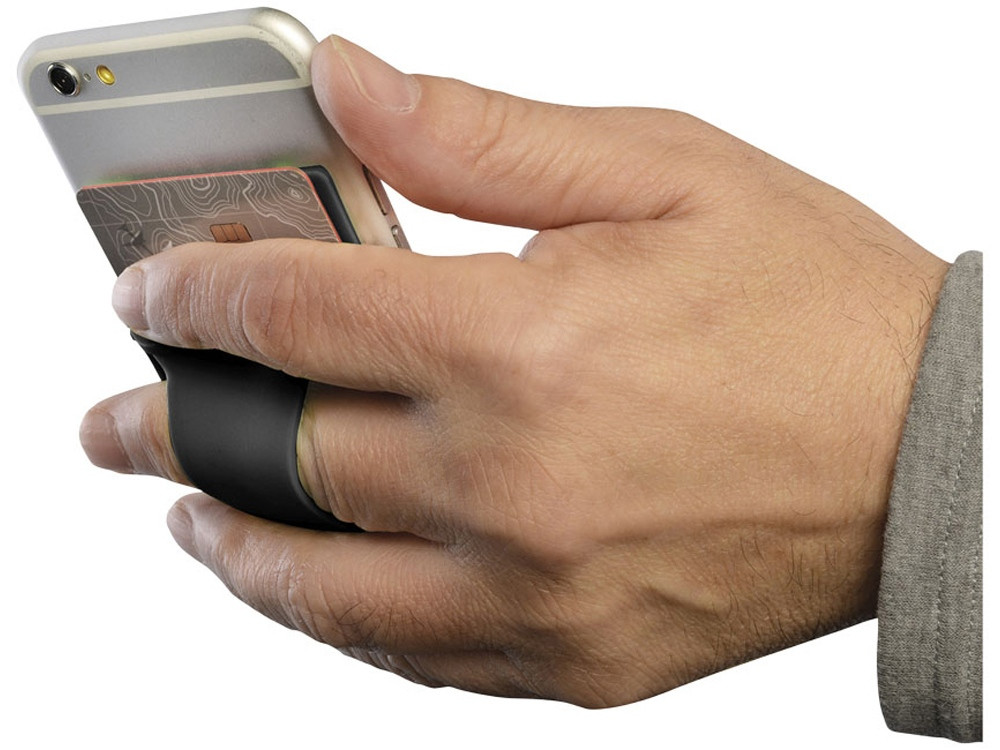 Картхолдер для телефона с отверстием для пальца, черный (артикул 13427000) - фото 5 - id-p65814519