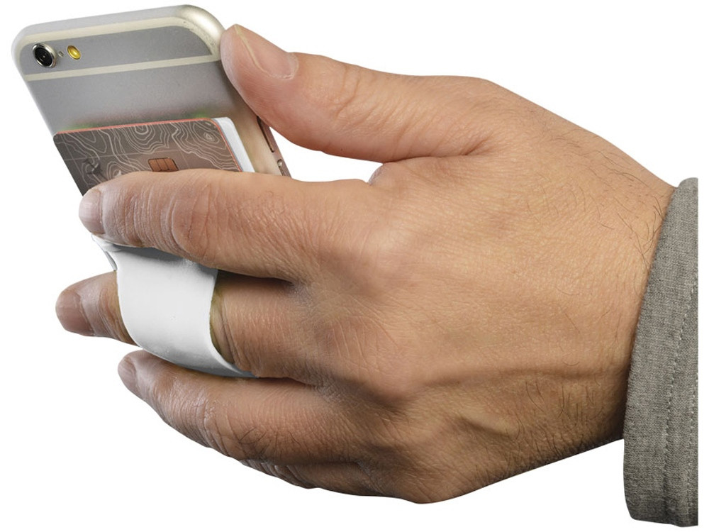 Картхолдер для телефона с отверстием для пальца, белый (артикул 13427002) - фото 5 - id-p65814521