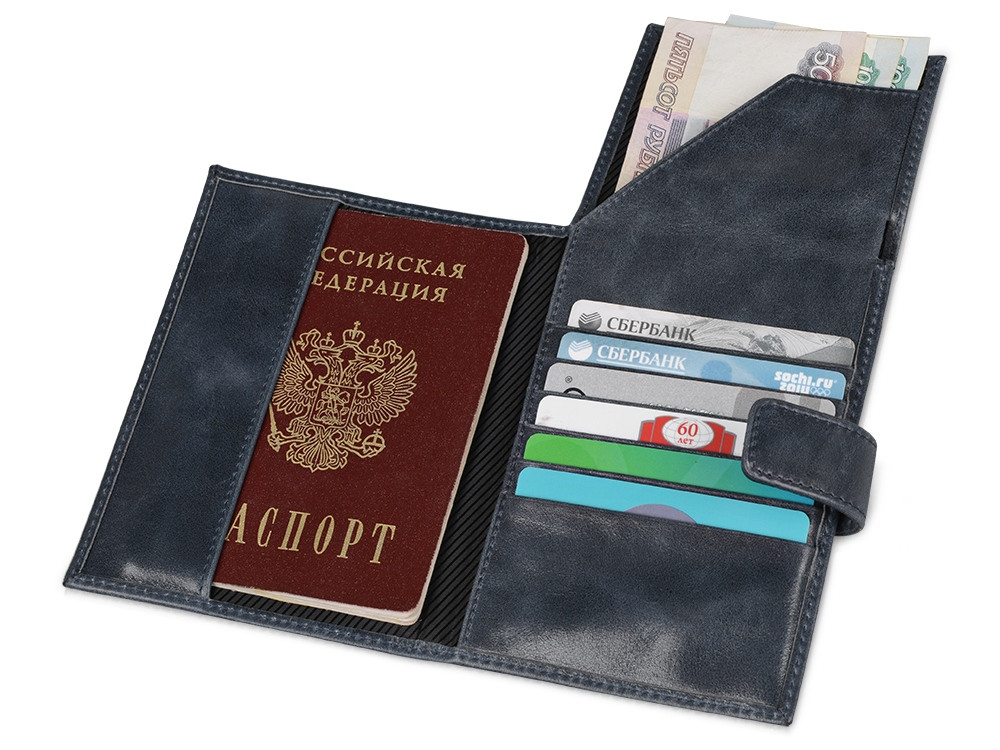 Бумажник путешественника Druid с отделением для паспорта, темно-синий (артикул 8304152) - фото 4 - id-p65815620