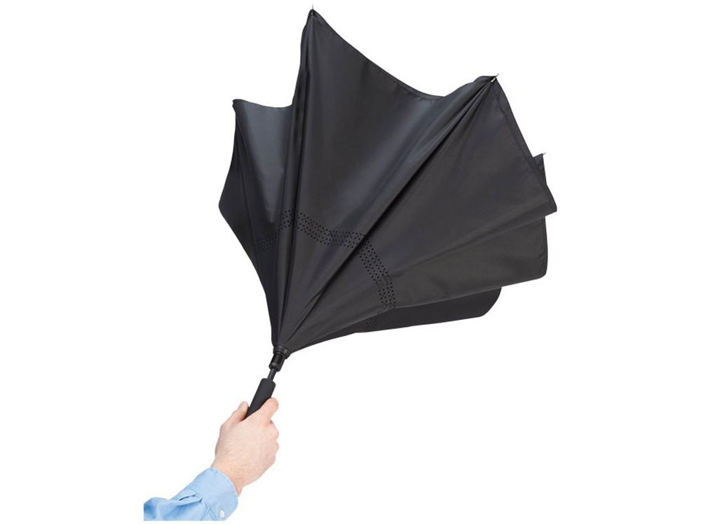 Зонт Lima 23 с обратным сложением, черный (артикул 10911300) - фото 1 - id-p65813313
