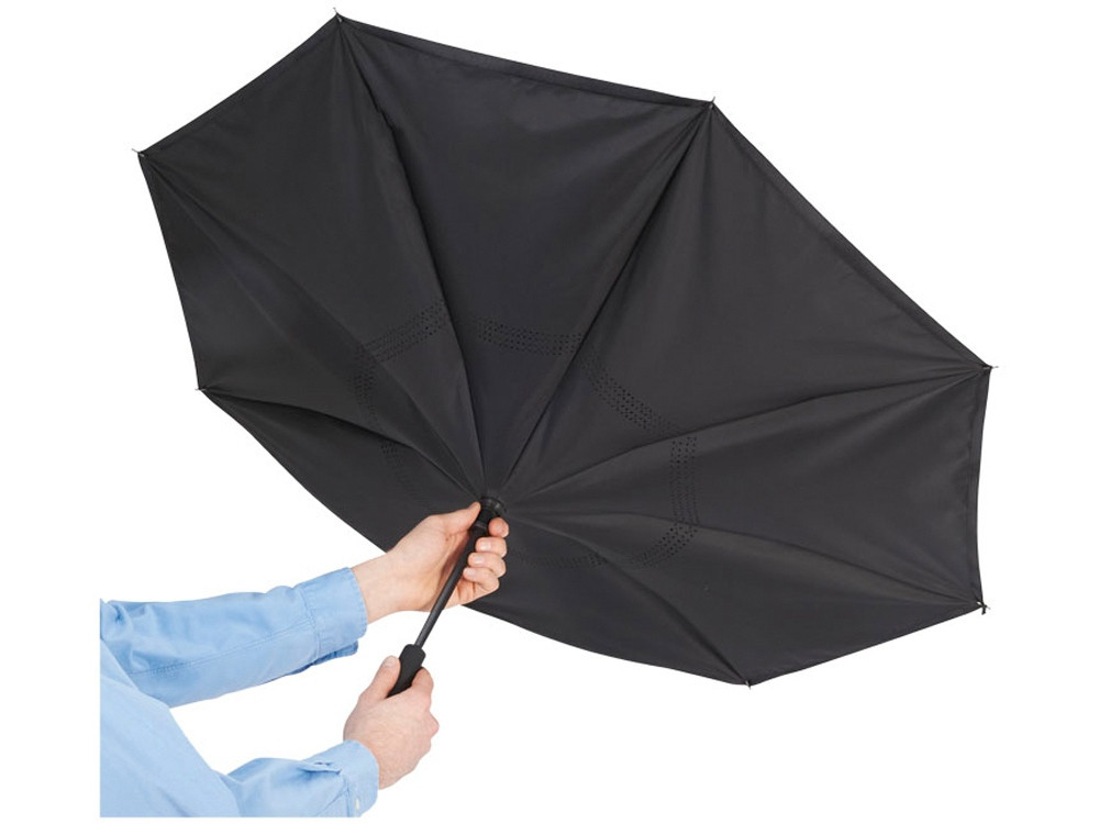 Зонт Lima 23 с обратным сложением, черный (артикул 10911300) - фото 4 - id-p65813313