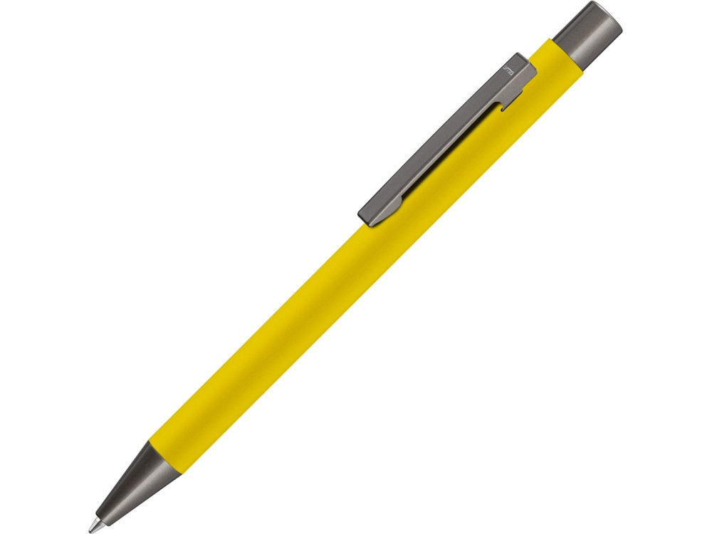 Ручка шариковая UMA STRAIGHT GUM soft-touch, с зеркальной гравировкой, желтый (артикул 187927.04) - фото 1 - id-p65815708
