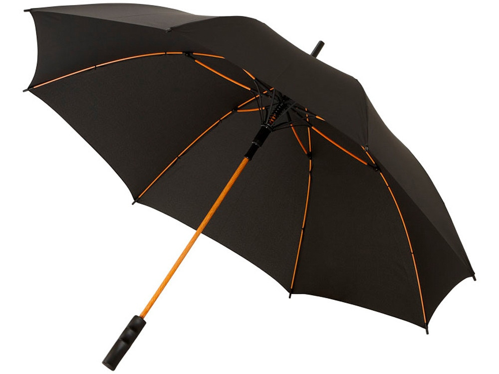 Зонт-трость Spark полуавтомат 23, черный/оранжевый (артикул 10908704) - фото 1 - id-p65807352