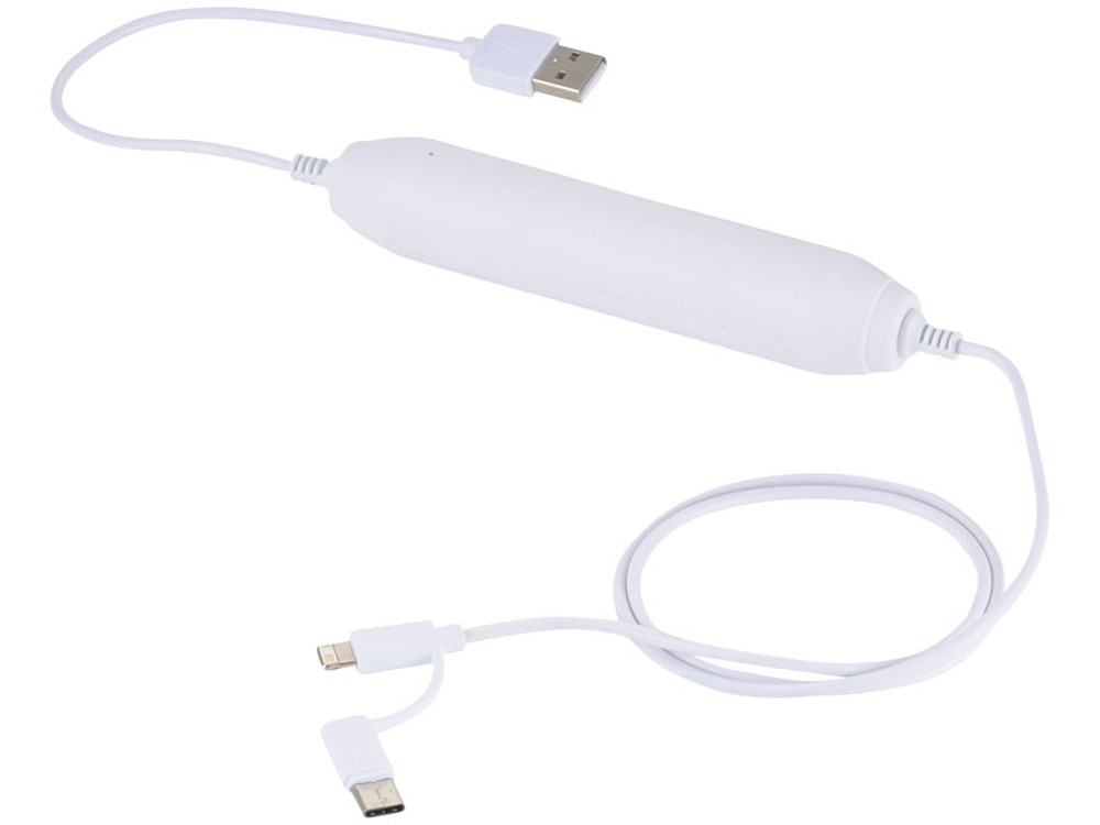 Портативное зарядное устройство, 2000 mAh/кабель 3 в 1, белый (артикул 12373301), фото 1