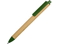 Ручка картонная пластиковая шариковая Эко 2.0, бежевый/зеленый (артикул 18380.03)