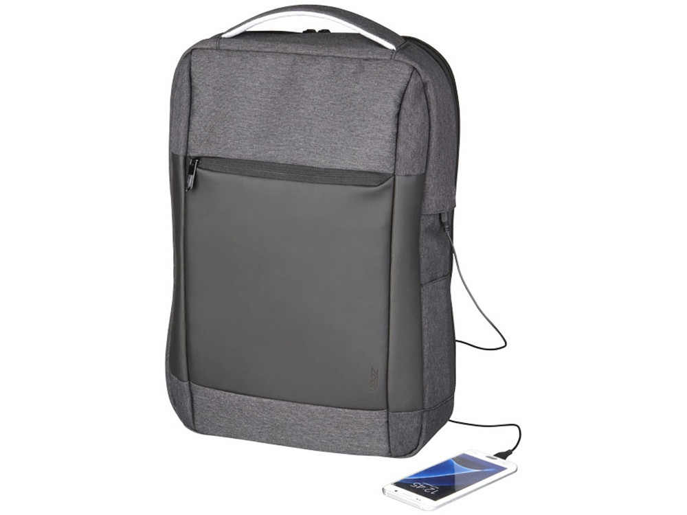 Изящный компьютерный рюкзак с противоударной защитой Zoom 15, темно-серый (артикул 12038601) - фото 3 - id-p65817712
