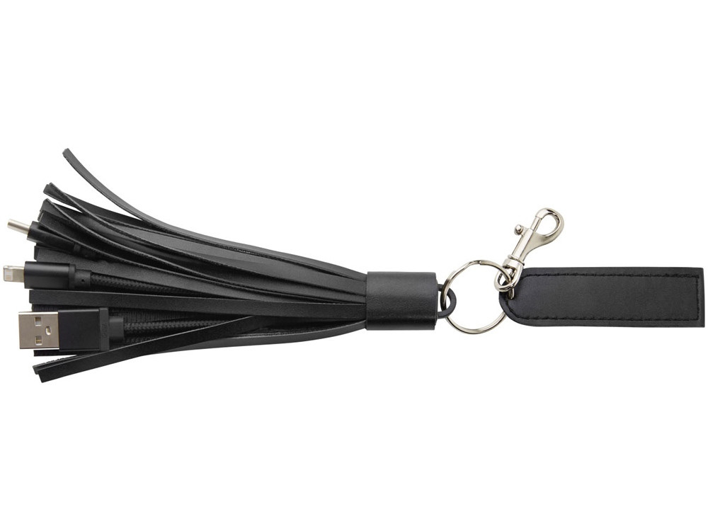 Тканевый кабель для зарядки Tassel 3-в-1, черный (артикул 12396400) - фото 2 - id-p65819265