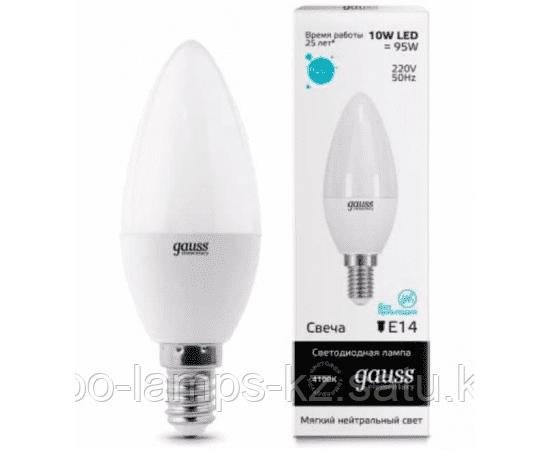 Лампа Gauss Elementary Свеча 10W 730lm 4100K Е14 LED 1/10/100, фото 2