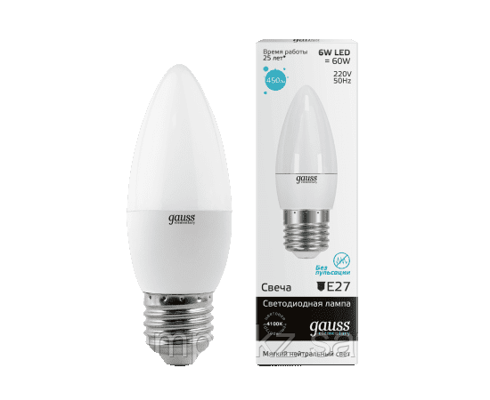 Лампа Gauss Elementary Свеча 6W 450lm 4100K Е27 LED 1/10/100, фото 2