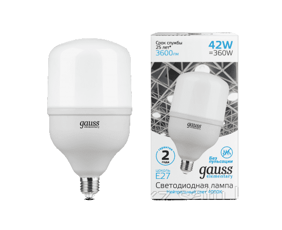 Лампа Gauss Elementary T120 42W 3600lm 4000K E27 LED 1/12, фото 2