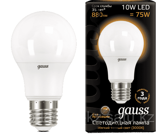 Лампа Gauss A60 10W 880lm 3000K E27 LED 1/10/50, фото 2