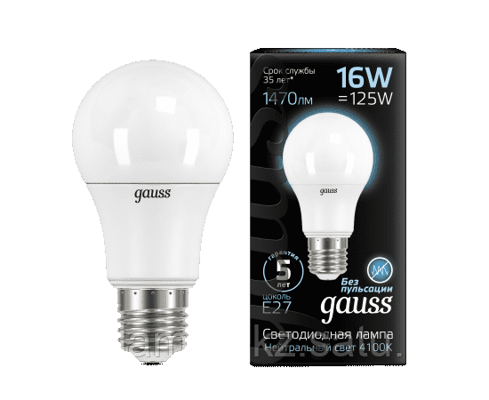 Лампа Gauss A60 16W 1470lm 4100K E27 LED 1/10/50, фото 2