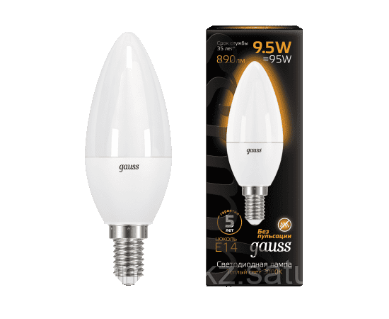 Лампа Gauss Свеча 9.5W 890lm 3000К E14 LED 1/10/50, фото 2