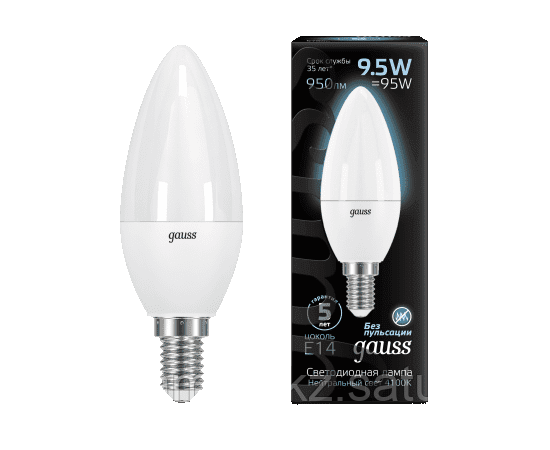 Лампа Gauss Свеча 9.5W 950lm 4100К E14 LED 1/10/100, фото 2