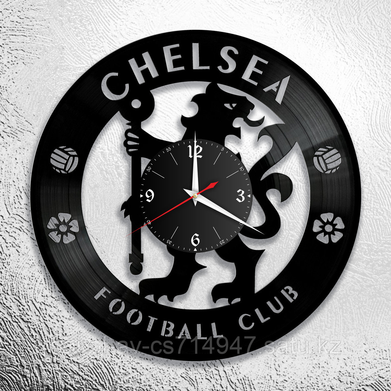Настенные часы из пластинки ФК Челси Chelsea FC, подарок футболистам, фанатам, любителям, 1009