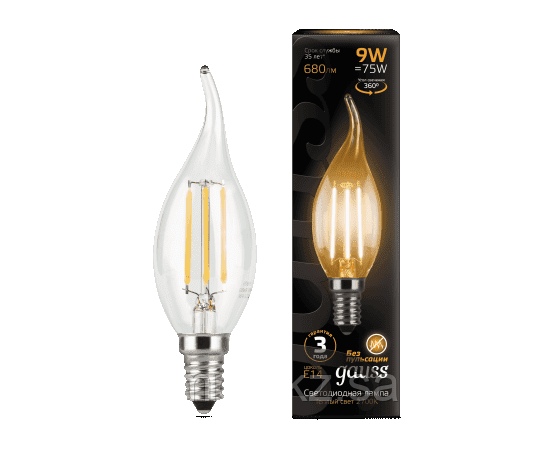 Лампа Gauss Filament Свеча на ветру 9W 680lm 2700К Е14 LED 1/10/50, фото 2