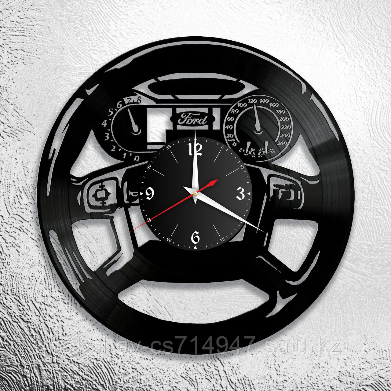 Настенные часы из пластинки Ford Форд руль, подарок фанатам, любителям, владельцам, 0926