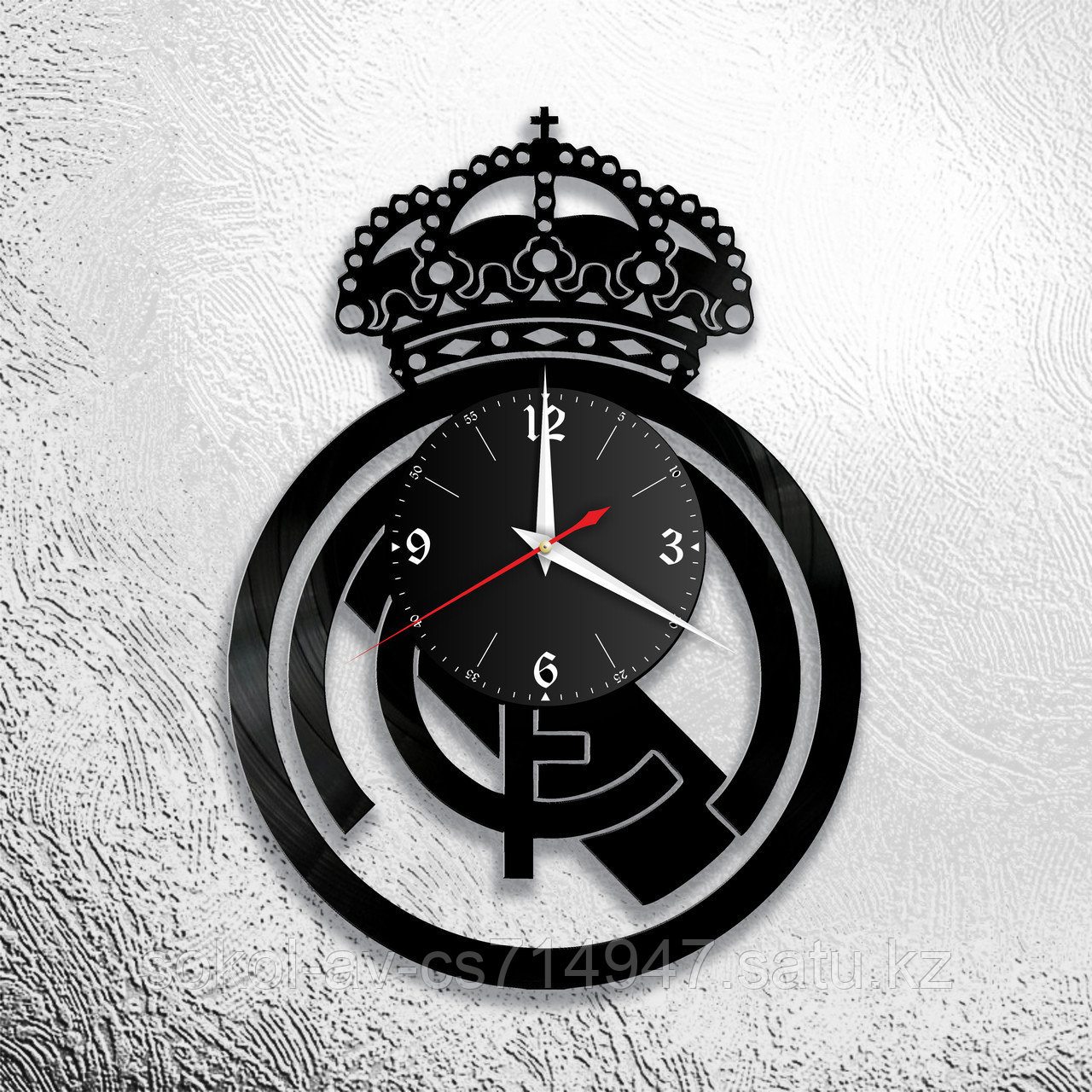 Настенные часы из пластинки Реал Мадрид Real Madrid, подарок футболисту, фанатам, любителям, 1003