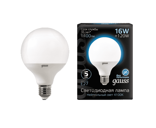 Лампа Gauss G95 16W 1400lm 4100K E27 LED 1/20, фото 2
