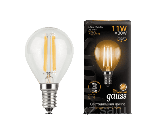Лампа Gauss Filament Шар 11W 720lm 2700К Е14 LED 1/10/50, фото 2