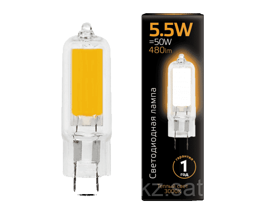 Лампа Gauss G4 AC220-240V 5.5W 480lm 3000K стекло LED 1/10/200, фото 2