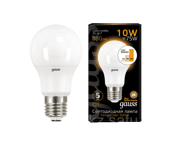 Лампа Gauss Led A60 10W E27 2700 102502110-S шаг. Диммирование, фото 2