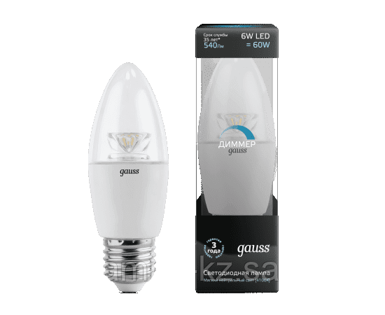 Лампа Gauss LED Candle Cristal Clear 6W E27 41 103202206-D диммируемая, фото 2