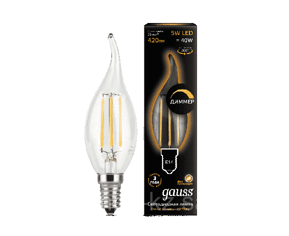 Лампа Gauss Filament Свеча на ветру 5W 420lm 2700К Е14 диммируемая LED 1/10/50, фото 2