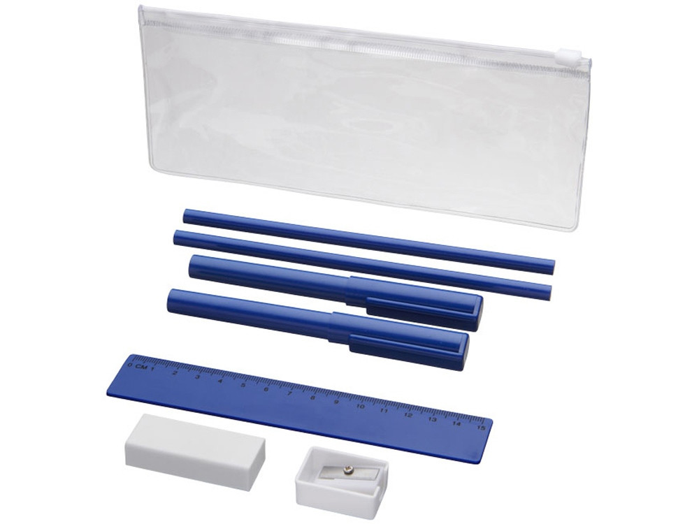 Набор Mindy: ручки шариковые, карандаши, линейка, точилка, ластик, синий (артикул 10722101)