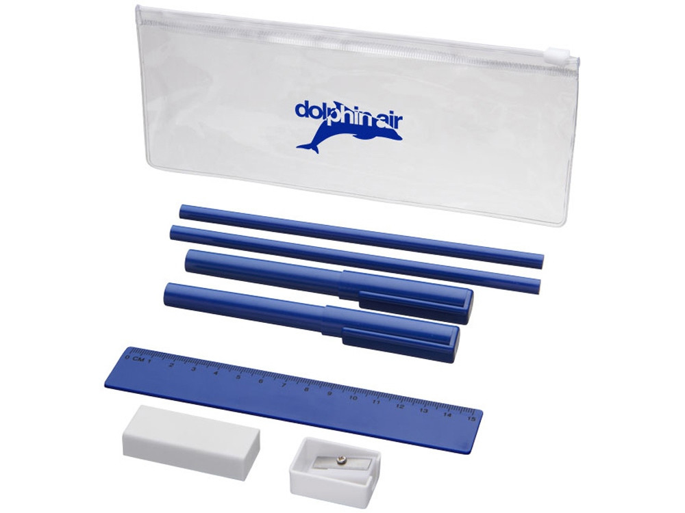 Набор Mindy: ручки шариковые, карандаши, линейка, точилка, ластик, синий (артикул 10722101) - фото 3 - id-p65818220